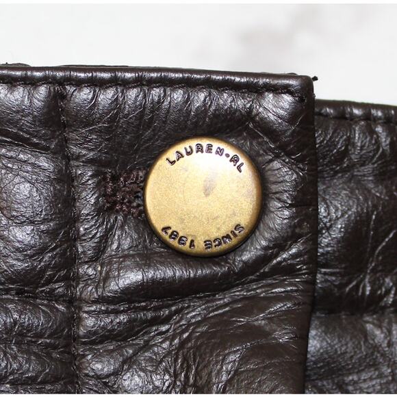 LAUREN RALPH LAUREN 100% Leather Chestnut Brown Straight Leg Trousers Pants 10 - Picture 3 of 6